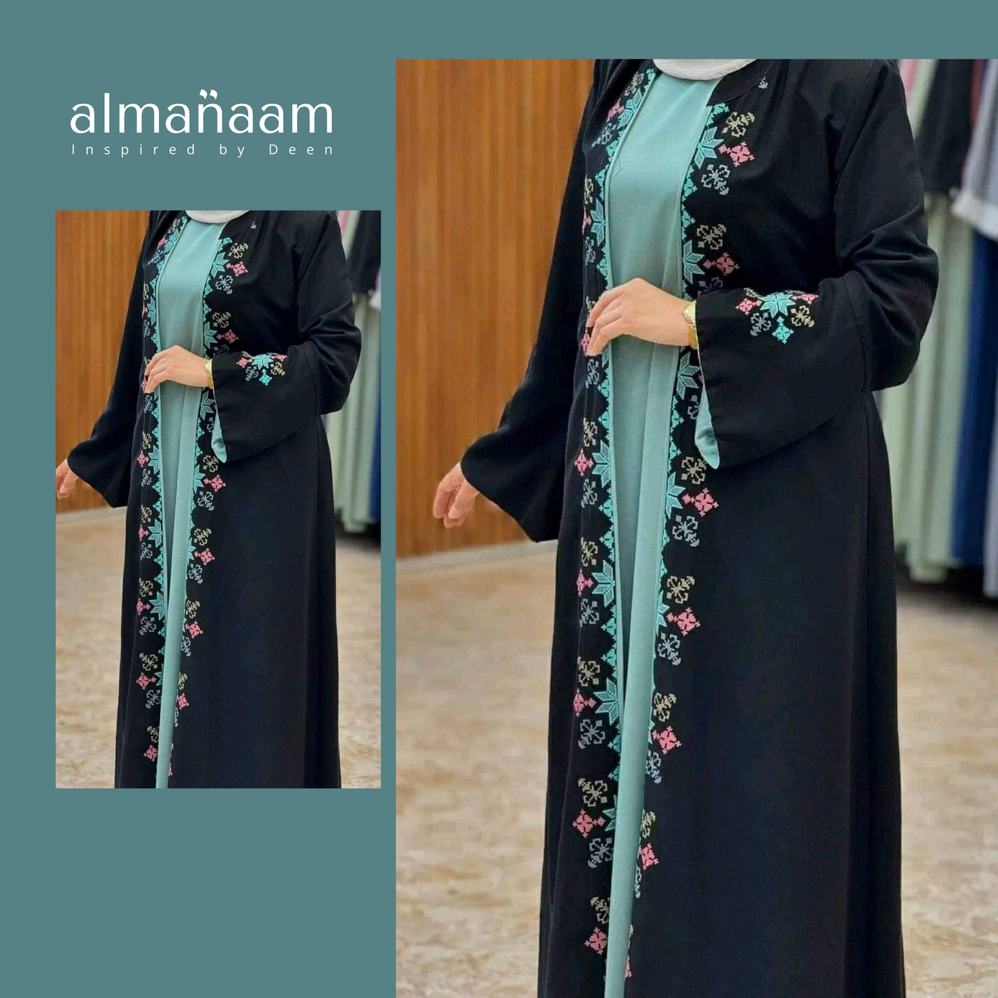 Embroidery Borka double part with Hijab